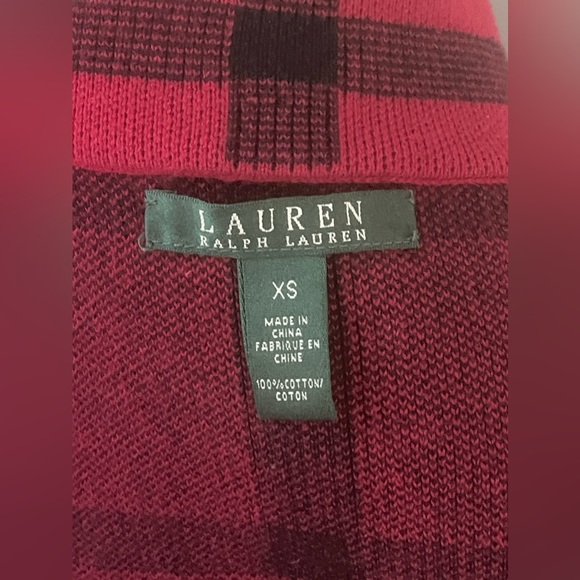 Lauren Ralph Lauren Red & Black Plaid Zip Up Sweater - Picture 9 of 9
